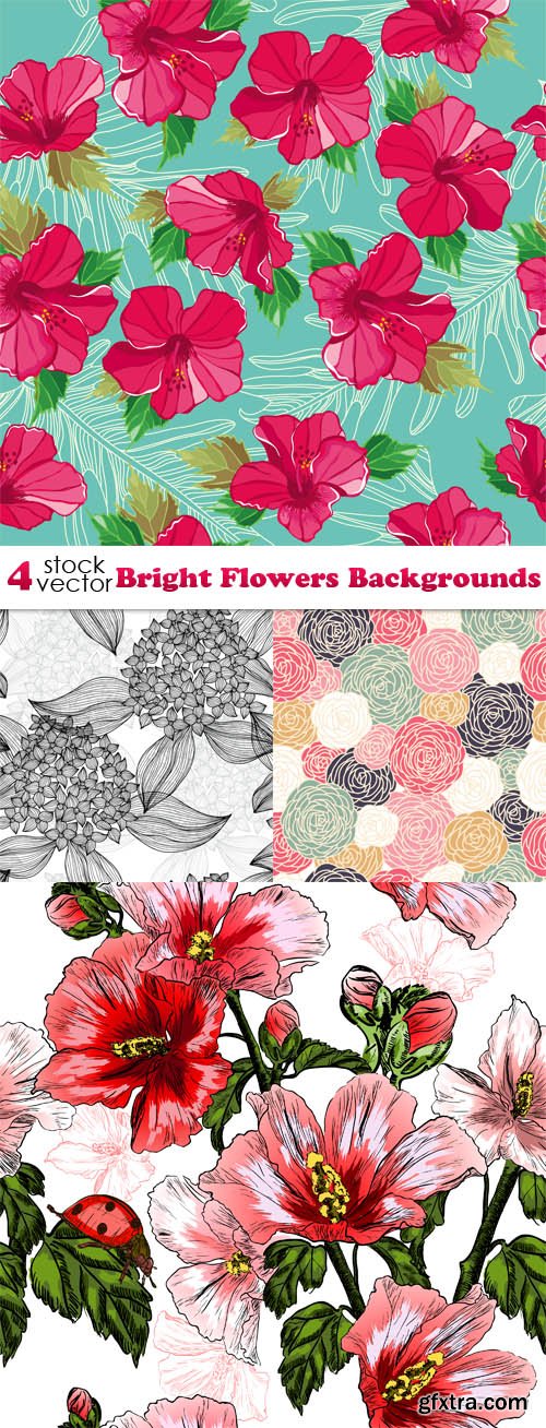 Vectors - Bright Flowers Backgrounds