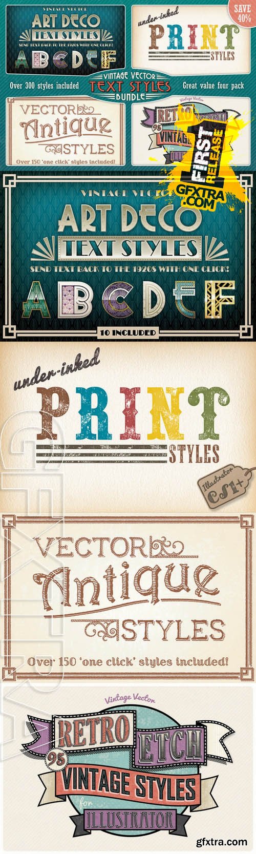 Vintage Vector Text Styles Bundle - Creativemarket 123917