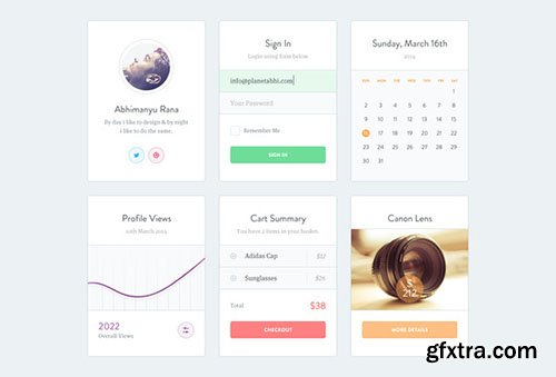 Minimal and clean take on UI Design - Creativemarket 27334