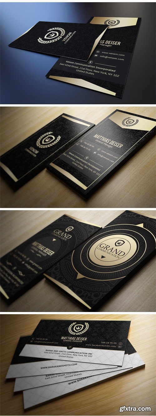 CreativeMarket 96178 - Gold and Black Business Card BUNDLE