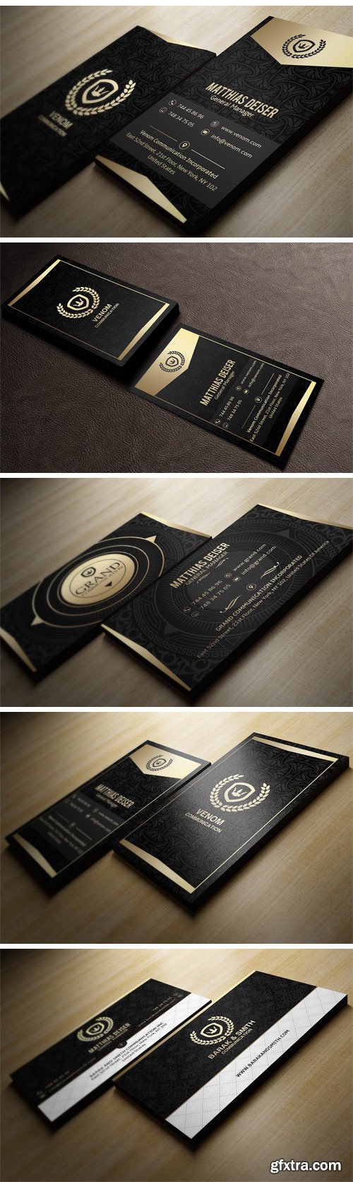 CreativeMarket 96178 - Gold and Black Business Card BUNDLE