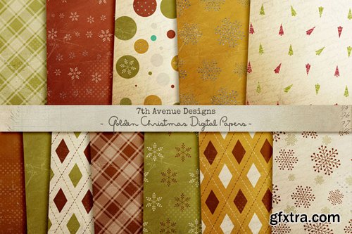 Golden Christmas Digital Papers