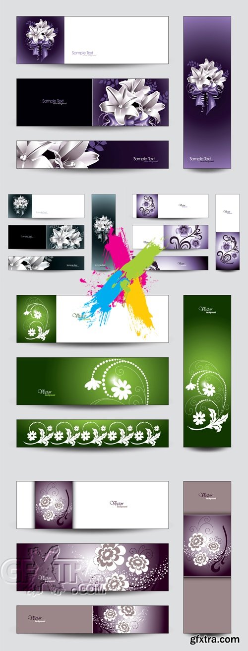 Cards with Flowers Vector 4