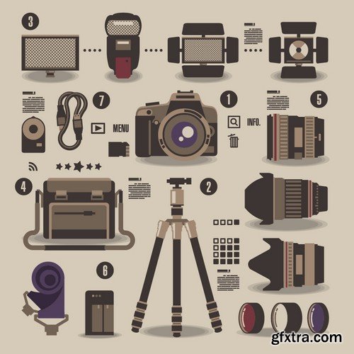 Stock Vectors - Camera 4, 25xEPS