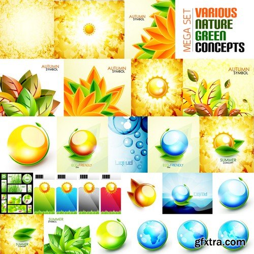 Stock Vectors - Nature and Natural concepts, 25xEPS