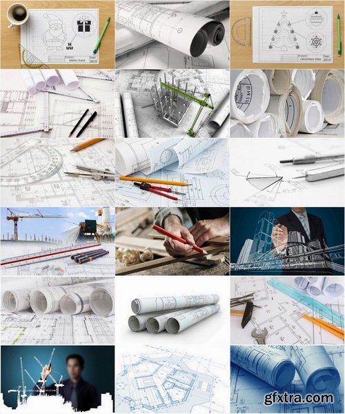 Collection of construction drawings 25 UHQ Jpeg