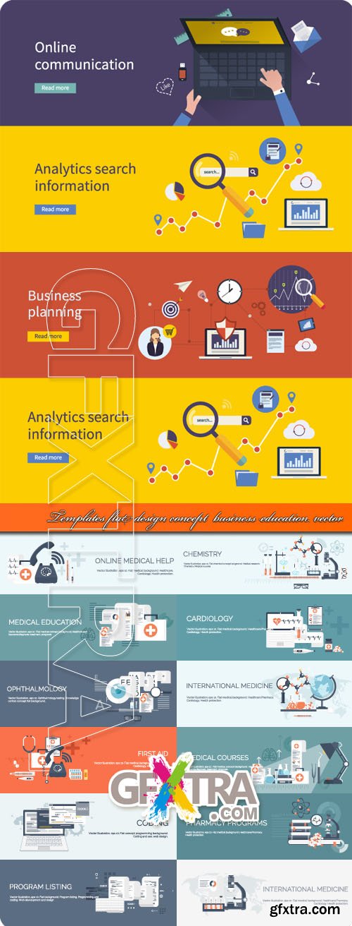 Templates flat design concept business education vector