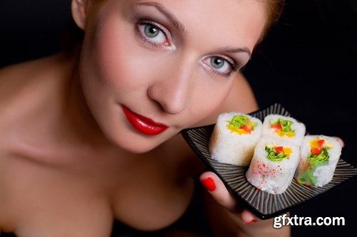 Collection of the most beautiful girls eating sushi 25 UHQ Jpeg