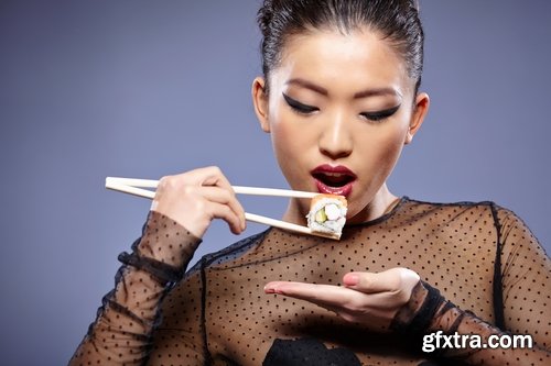 Collection of the most beautiful girls eating sushi 25 UHQ Jpeg