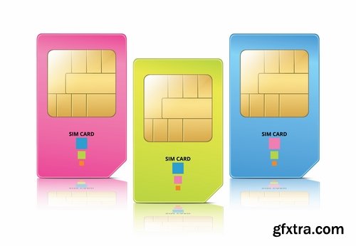 Collection of vector images of SIM cards 25 Eps