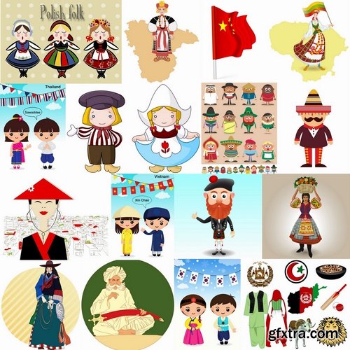 Collection of different national clothes 25 Eps