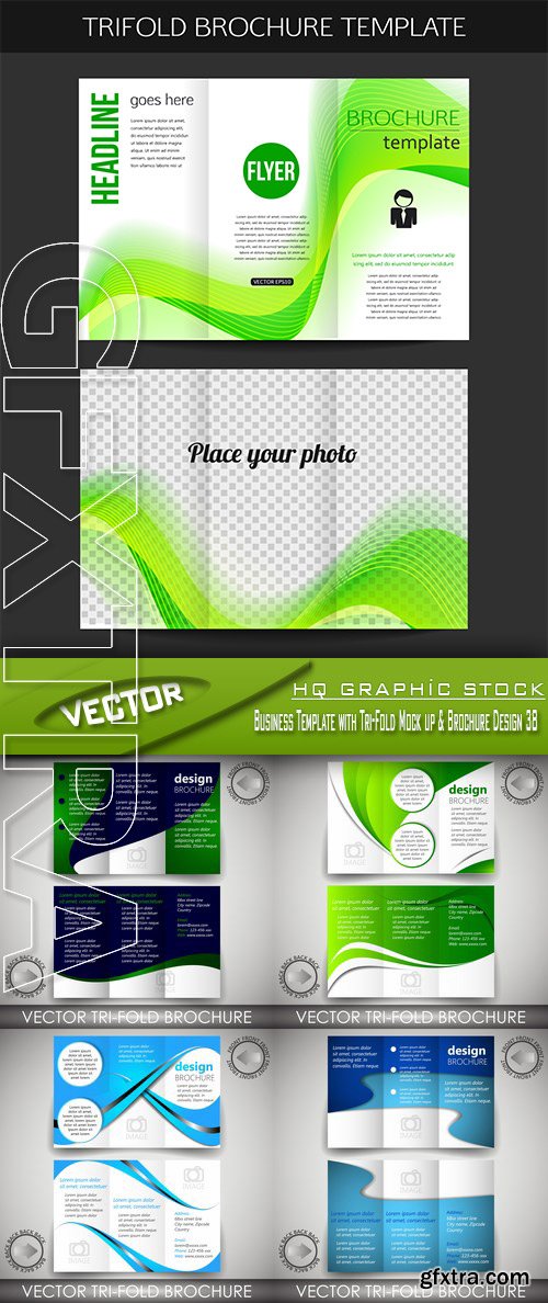 Stock Vector - Business Template with Tri-Fold Mock up & Brochure Design 38