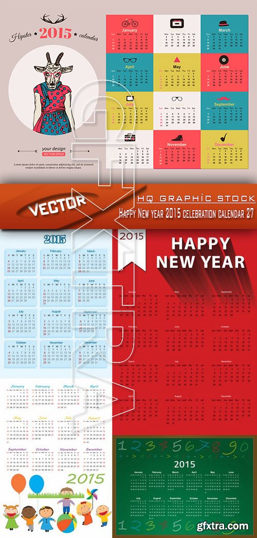 Stock Vector - Happy New year 2015 celebration calendar 27