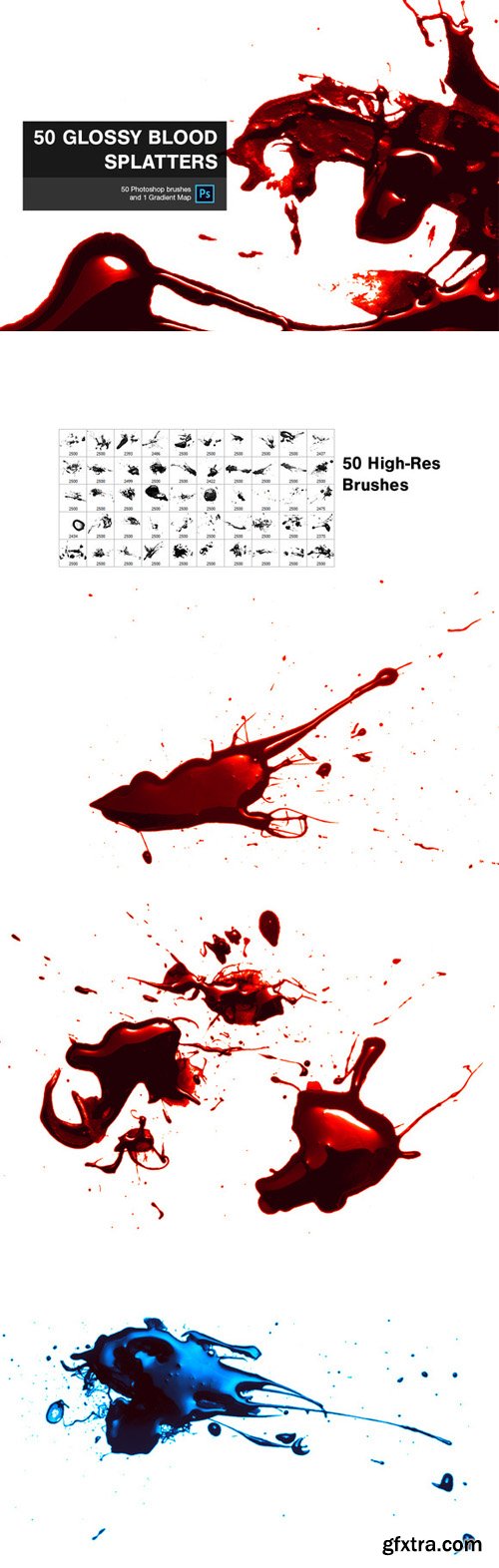 CreativeMarket - 50 Glossy Blood Splatters 90828