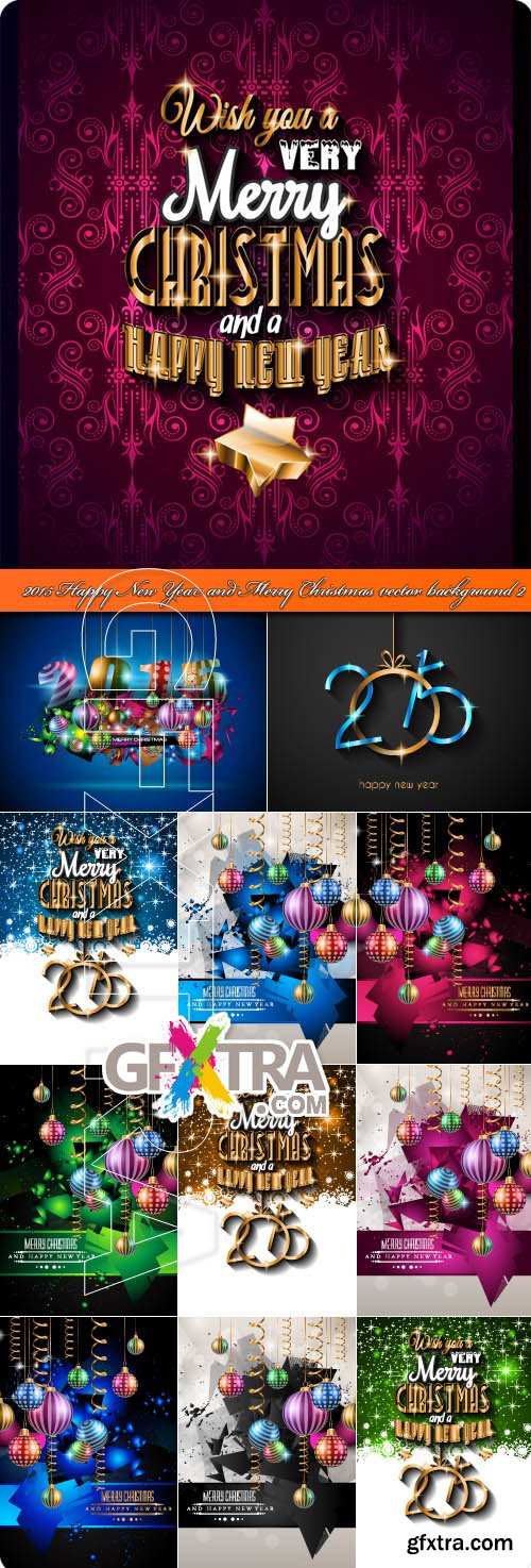 2015 Happy New Year and Merry Christmas vector background 2