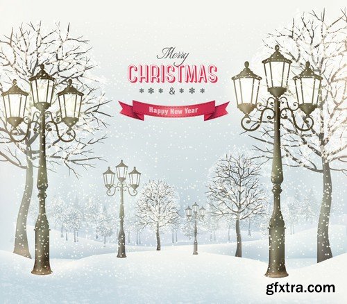 Stock Vectors - Merry Christmas Background 5, 25xEPS