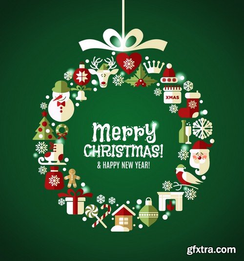 Stock Vectors - Merry Christmas Background 5, 25xEPS