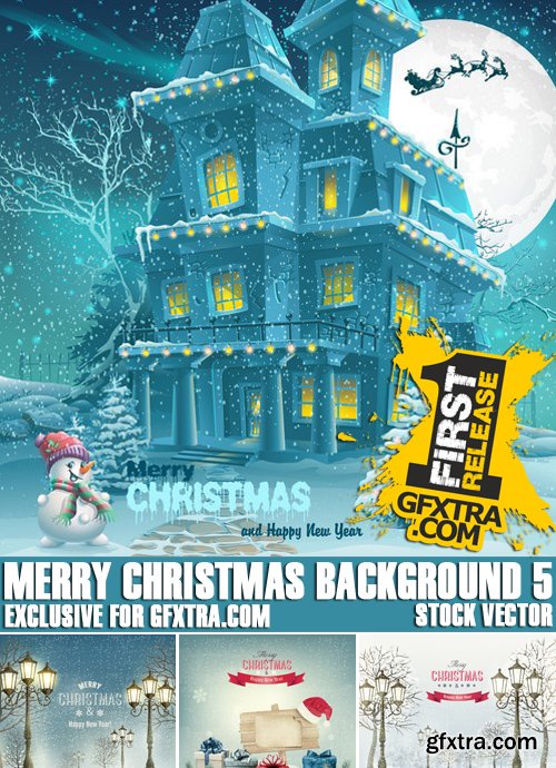 Stock Vectors - Merry Christmas Background 5, 25xEPS