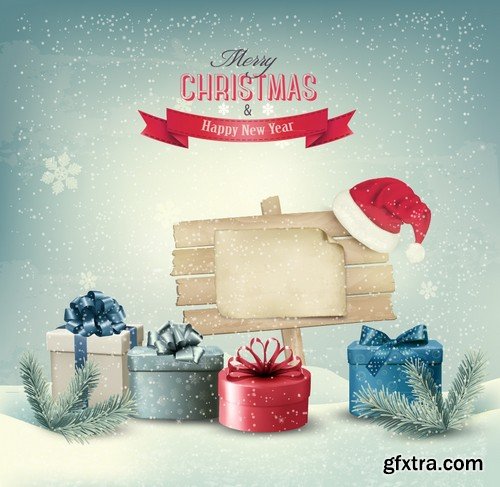 Stock Vectors - Merry Christmas Background 5, 25xEPS