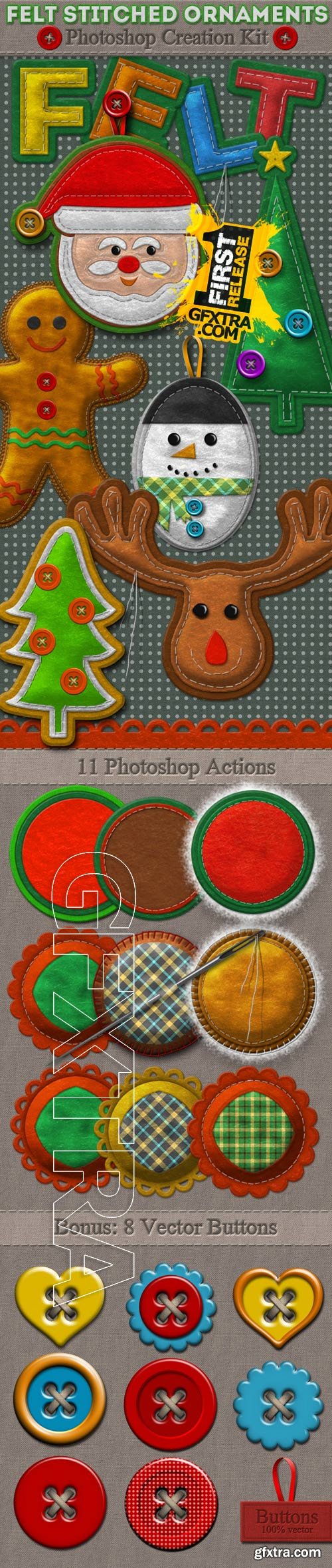 GraphicRiver - Felt Stitched Ornaments Photoshop Creation Kit 9693079