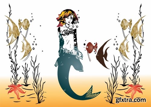 Collection of vector images of mermaids 25 Eps