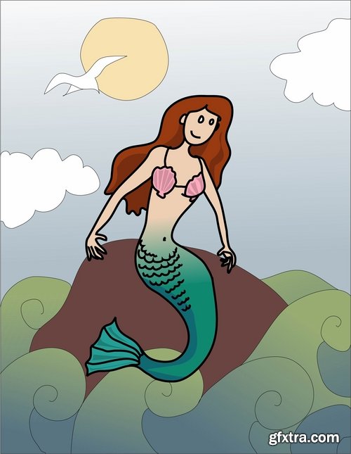 Collection of vector images of mermaids 25 Eps