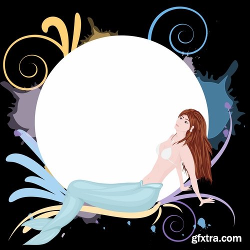 Collection of vector images of mermaids 25 Eps