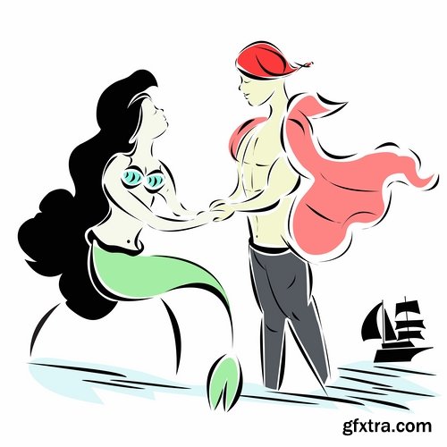 Collection of vector images of mermaids 25 Eps