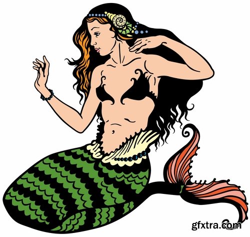 Collection of vector images of mermaids 25 Eps