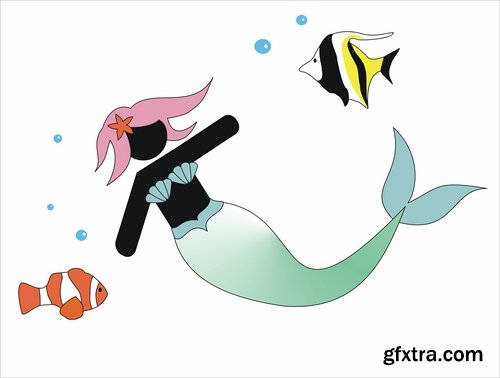 Collection of vector images of mermaids 25 Eps