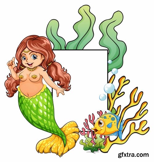 Collection of vector images of mermaids 25 Eps