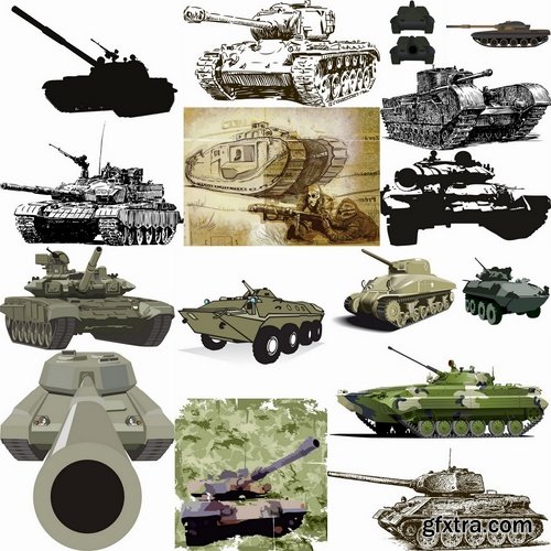 Collection of vector images of tanks 25 Eps