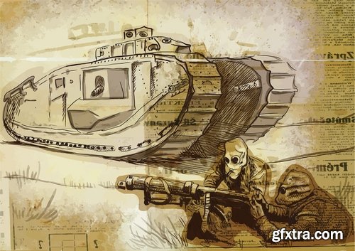 Collection of vector images of tanks 25 Eps