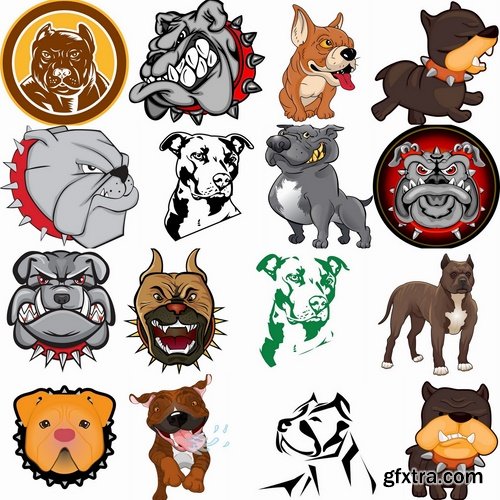 Collection of vector images pitbull 25 Eps