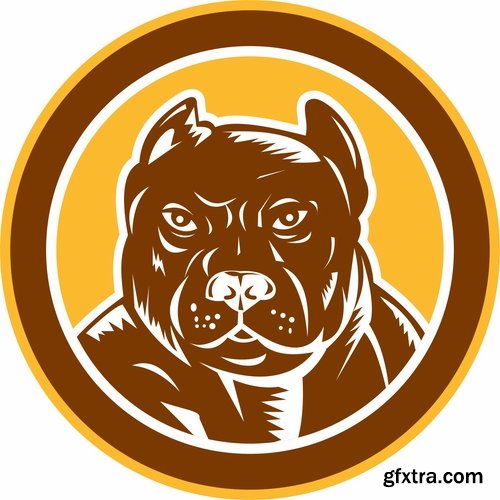 Collection of vector images pitbull 25 Eps