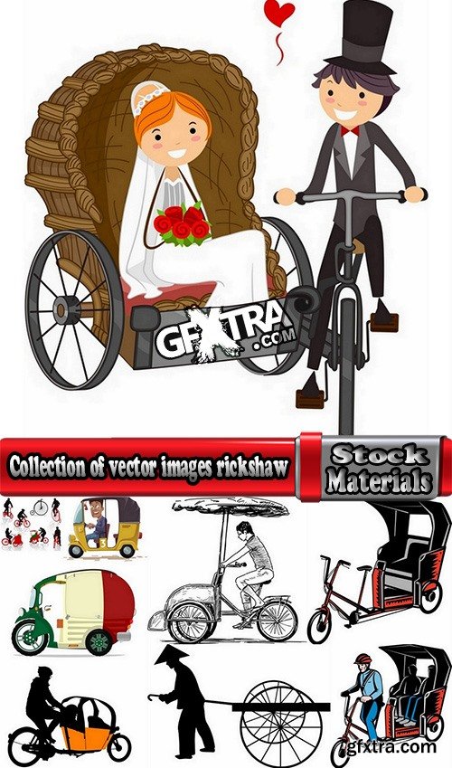 Collection of vector images rickshaw 25 Eps