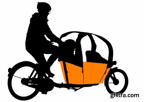 Collection of vector images rickshaw 25 Eps