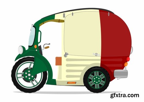 Collection of vector images rickshaw 25 Eps