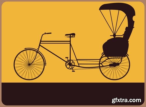 Collection of vector images rickshaw 25 Eps