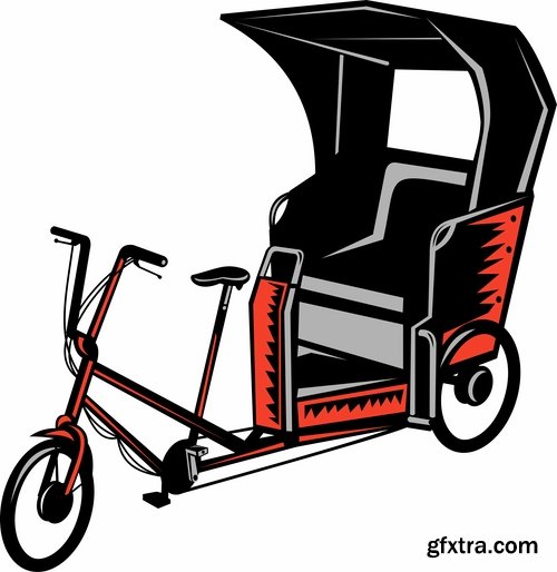 Collection of vector images rickshaw 25 Eps