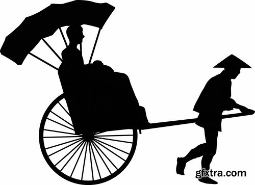 Collection of vector images rickshaw 25 Eps