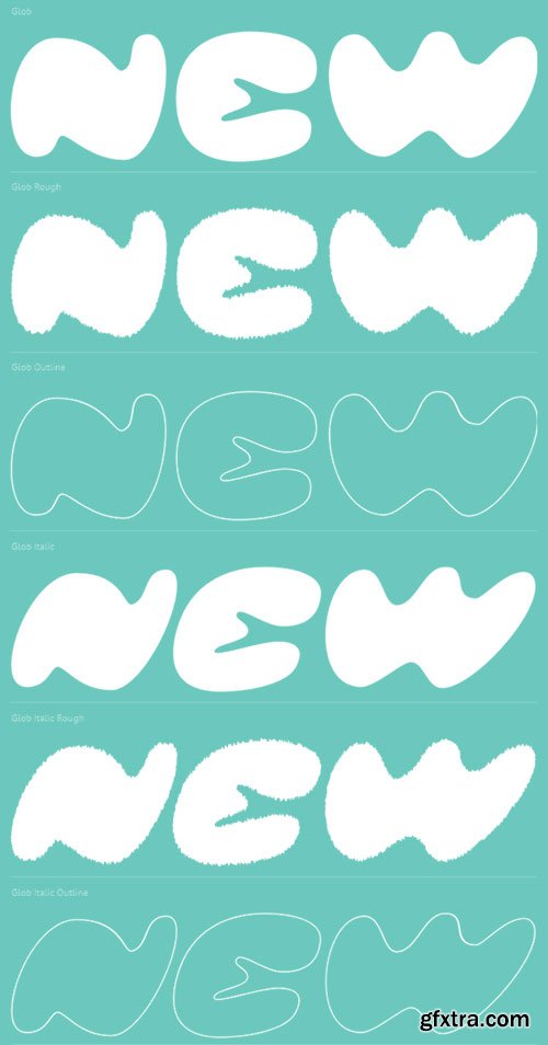 Glob Font Family - Bubble Letter 6 New Fonts $75