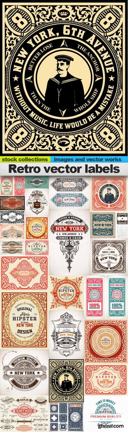 Retro vector labels,25 x EPS