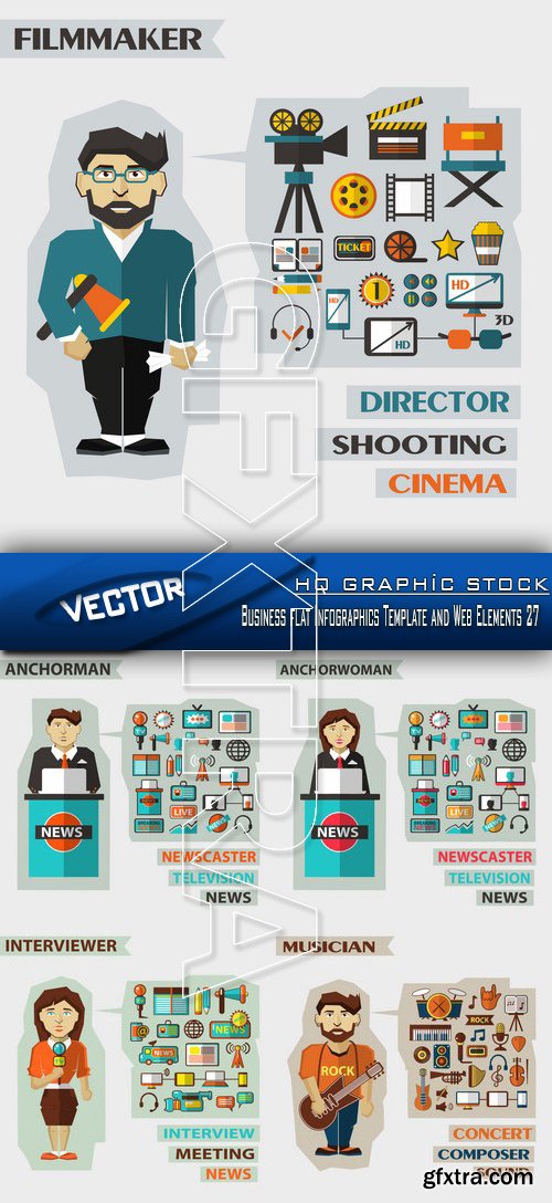 Stock Vector - Business flat Infographics Template and Web Elements 27