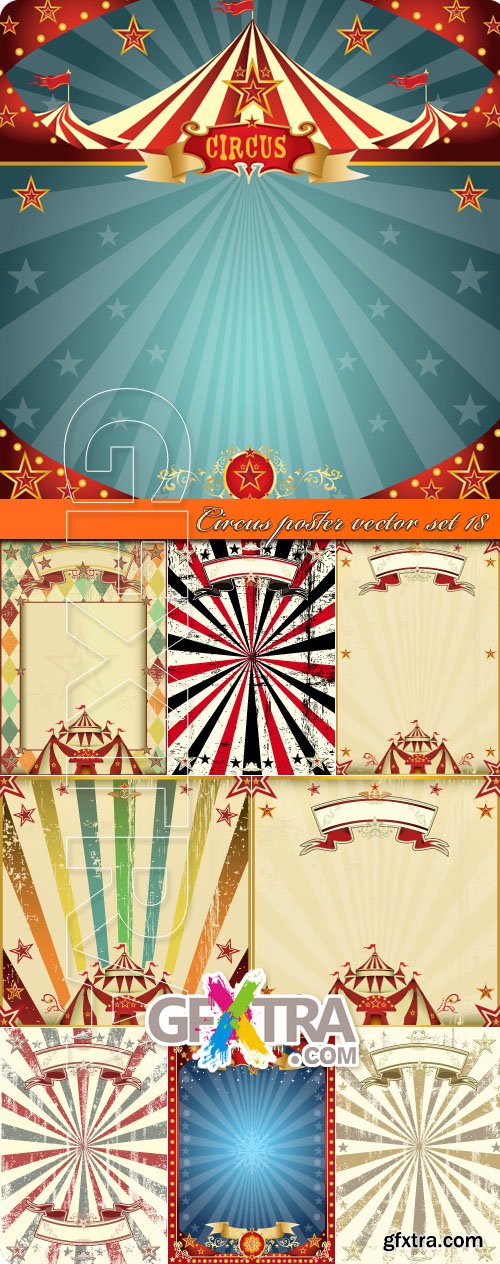 Circus poster vector set 18