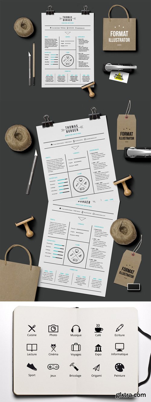 CreativeMarket - CV, Resume template Illustrator 92841