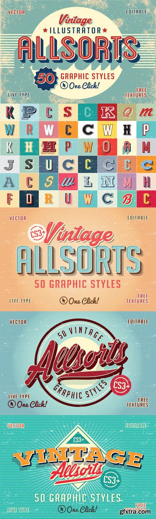 CreativeMarket - Vintage Allsorts Graphic Styles 125783