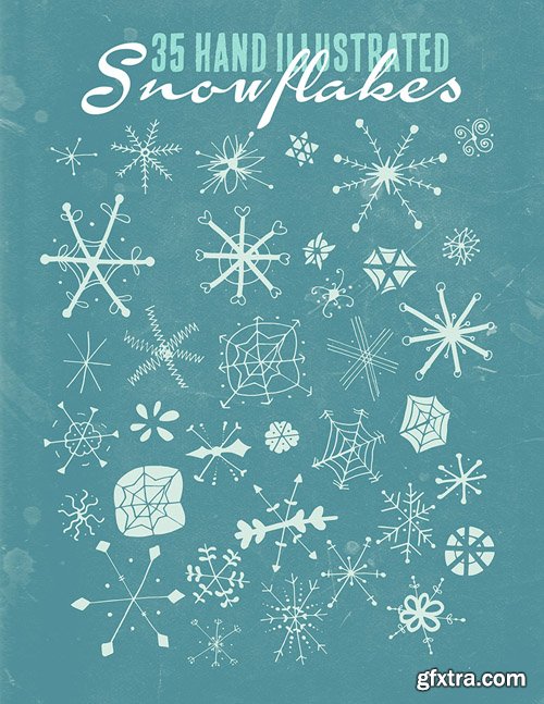 35 Hand Illustrated Snowflakes