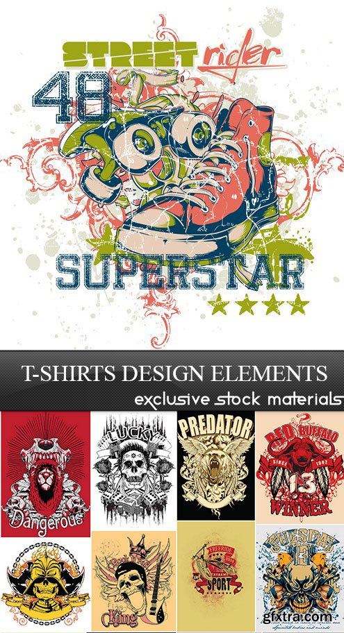 T-Shirts Design Elements, 25xEPS