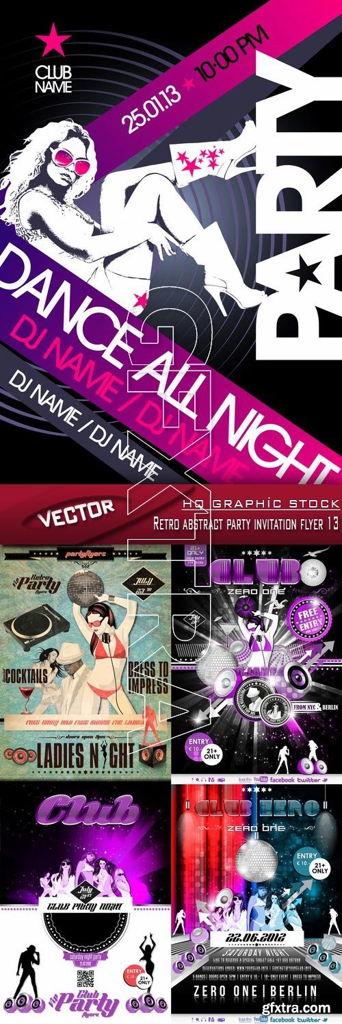 Stock Vector - Retro abstract party invitation flyer 13